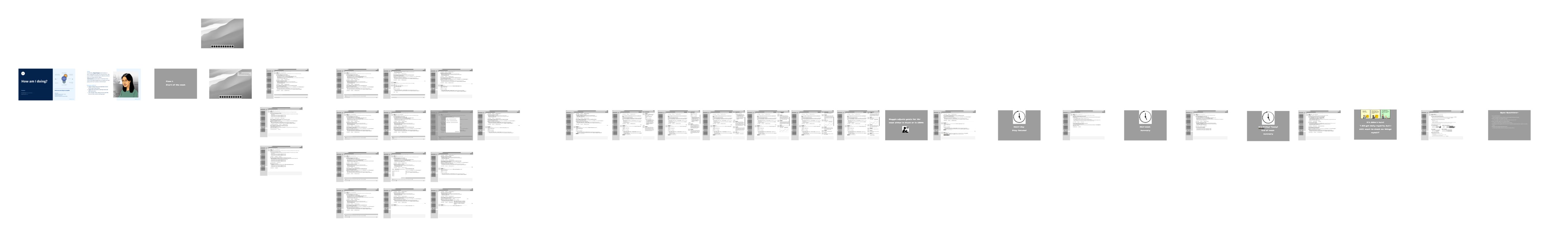 A wide panorama of end-to-end Tableau Pulse flows explored across three sprints, dozens of connected screen thumbnails branching out from a starting point into many parallel paths